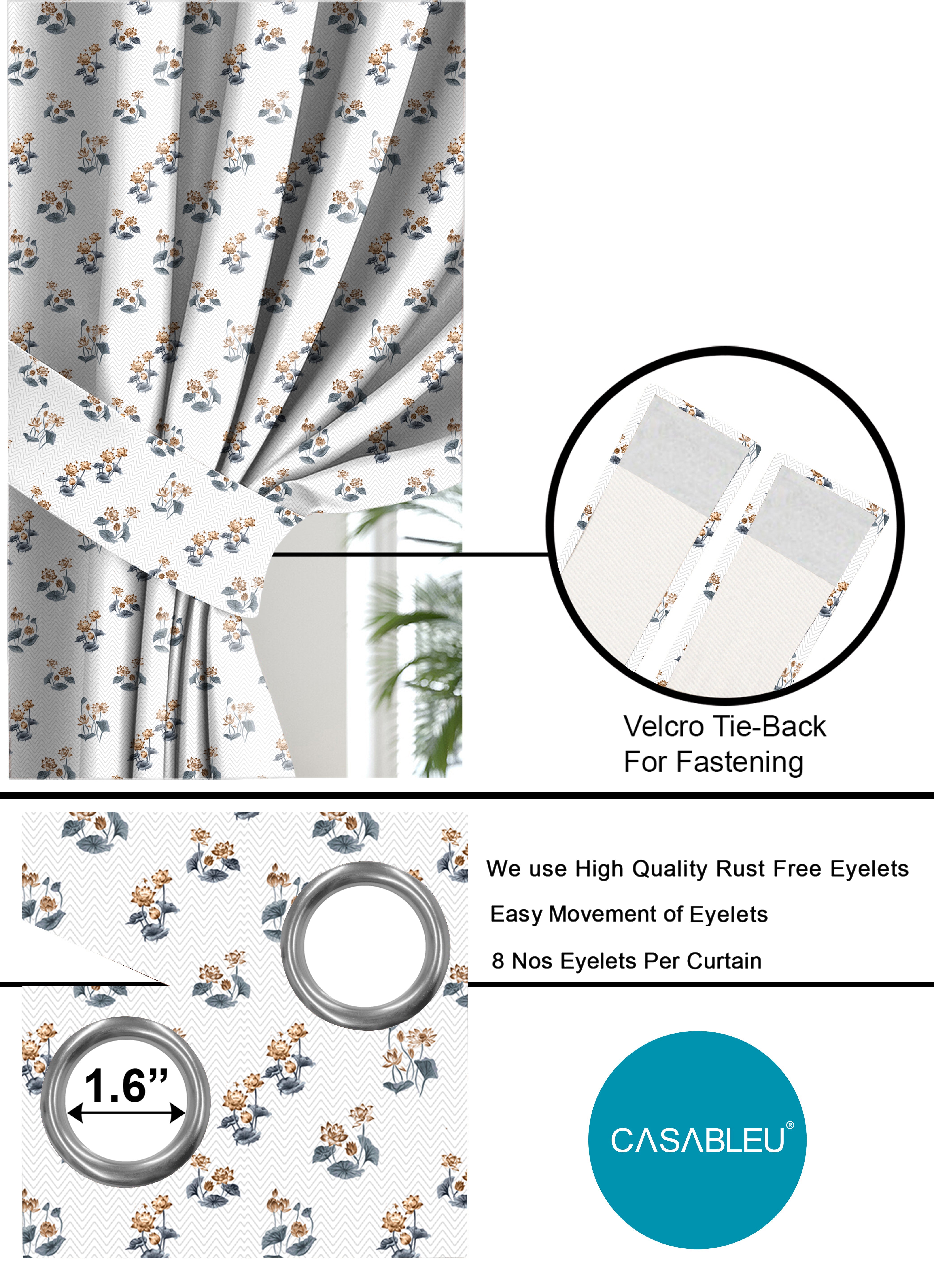 CLARA BROWN ROOM DARKENING PRINTED CURTAIN