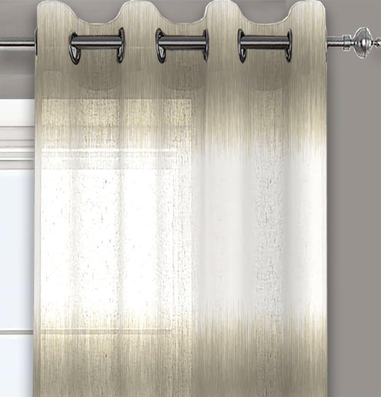 TERRE BEIGE LINEN PRINTED SHEER CURTAIN
