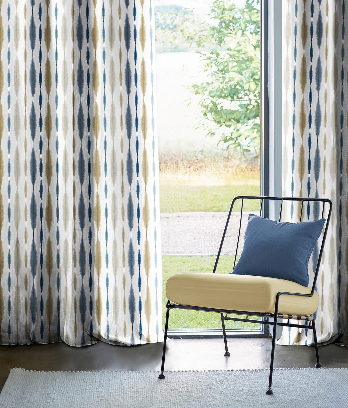 SILO BLUE CURTAIN BLACKOUT PRINTED
