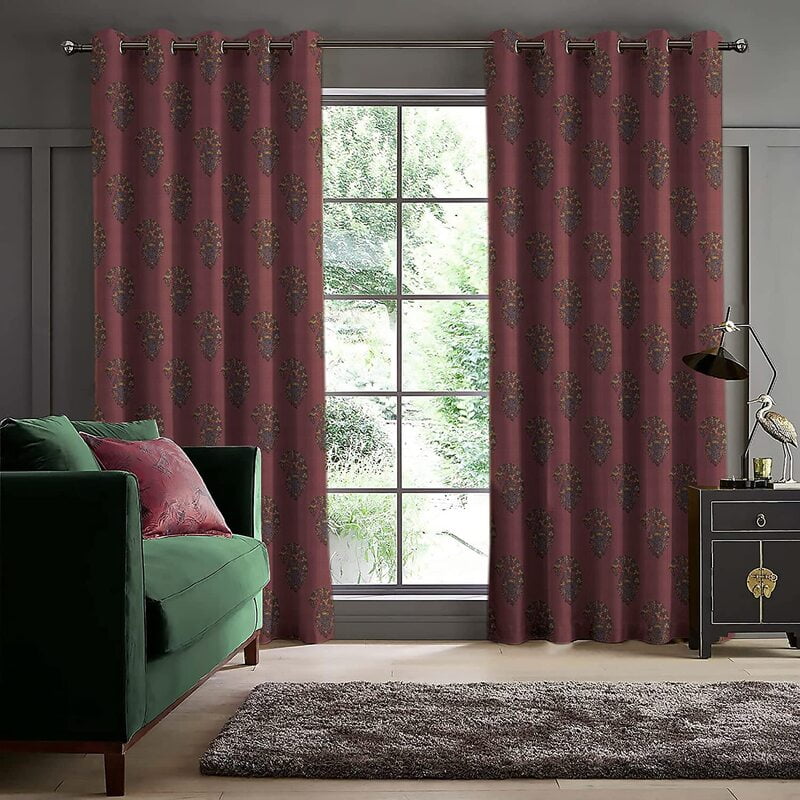 CALYX RED PRINTED BLACKOUT CURTAIN