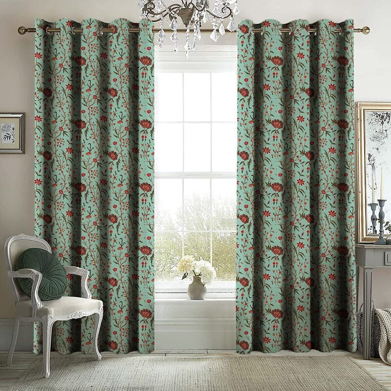 KASHMIRI SEAGREEN PRINTED BLACKOUT CURTAIN