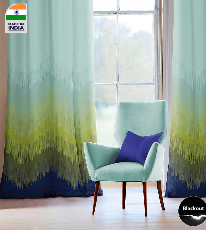 KUDO GREEN PRINTED BLACKOUT CURTAIN