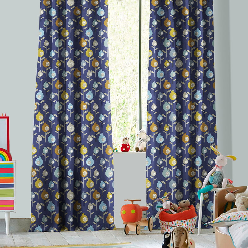 MARS BLUE PRINTED BLACKOUT CURTAIN