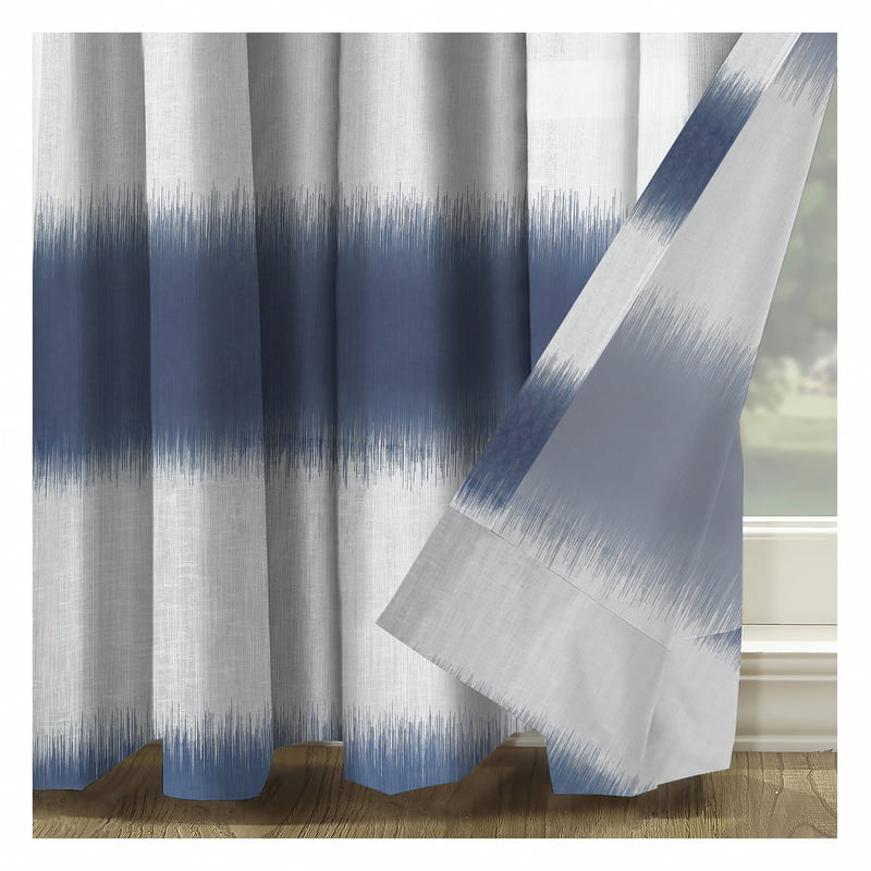 TERRE BLUE LINEN PRINTED SHEER CURTAIN