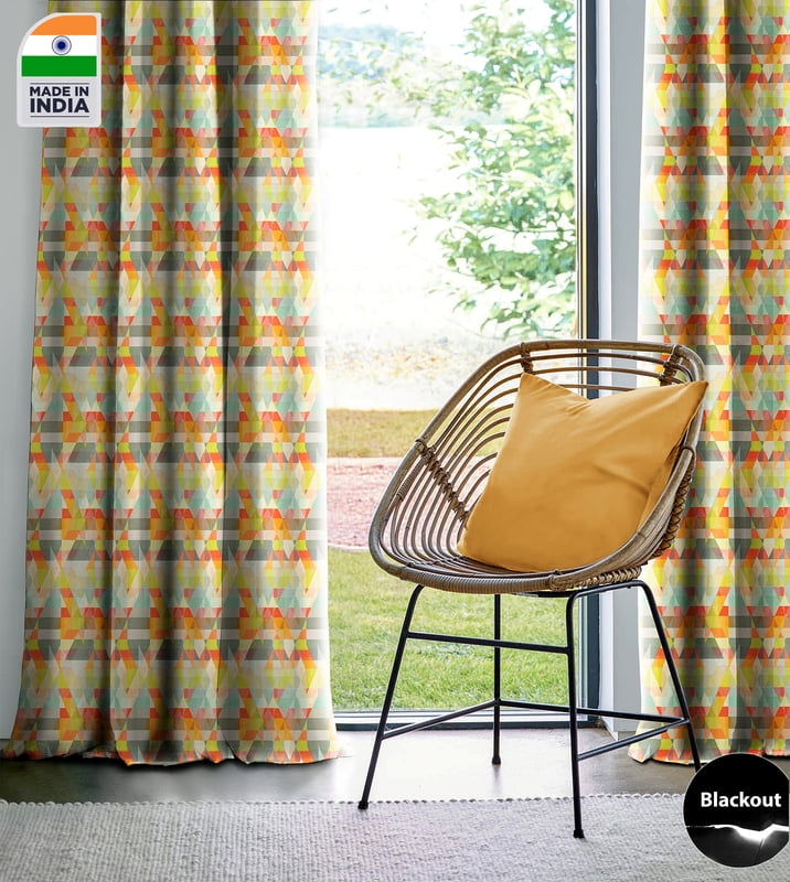 RUGA ORANGE CURTAINS BLACKOUT PRINTED