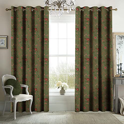 KASHMIRI SAND GREEN PRINTED BLACKOUT CURTAIN