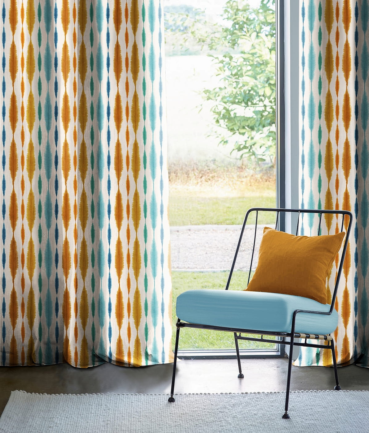 SILO ORANGE CURTAIN BLACKOUT PRINTED