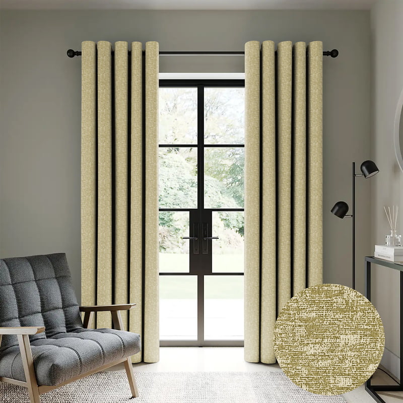 SUNBLOCK TEXTURE LASA LIGHT GREEN PRINTED BLACKOUT CURTAIN