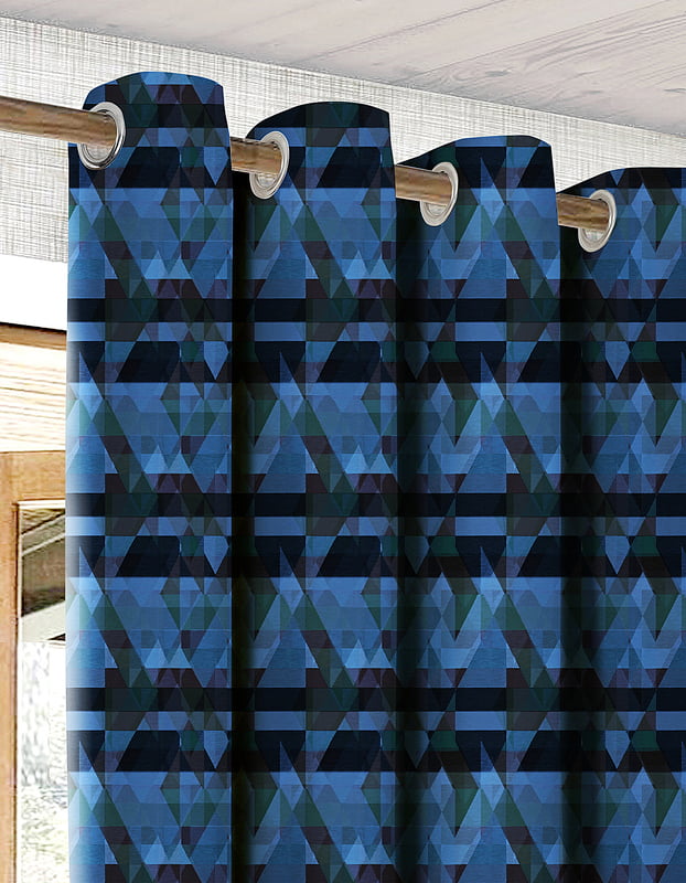 RUGA BLUE CURTAIN BLACKOUT PRINTED