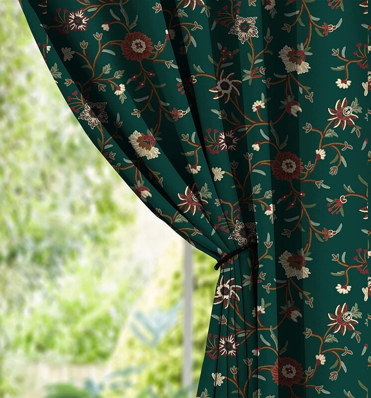 KASHMIRI GREEN PRINTED BLACKOUT CURTAIN