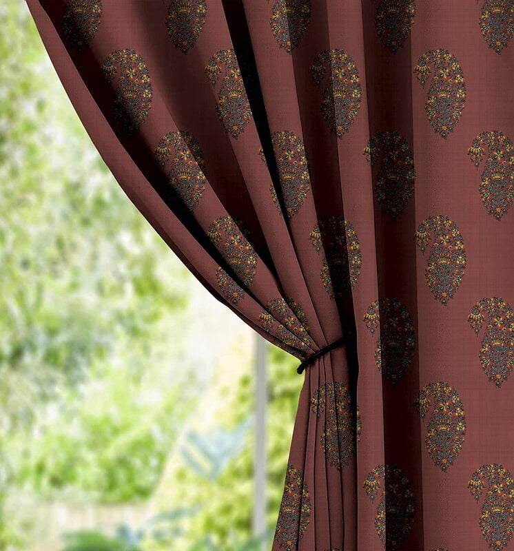 CALYX RED PRINTED BLACKOUT CURTAIN