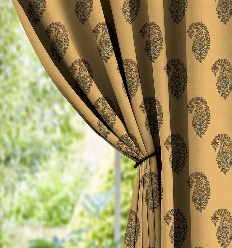 CALYX YELLOW PRINTED BLACKOUT CURTAIN