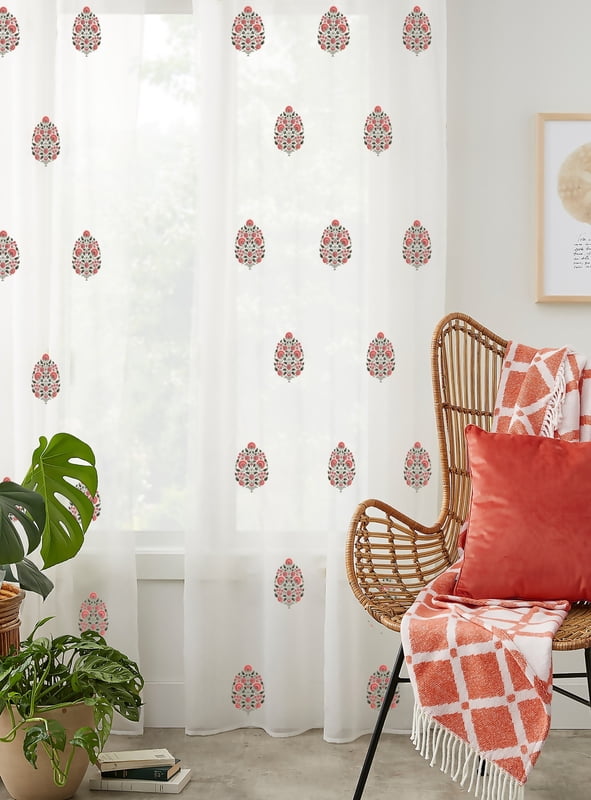 FALAKNUMA LINEN PRINTED SHEER CURTAIN