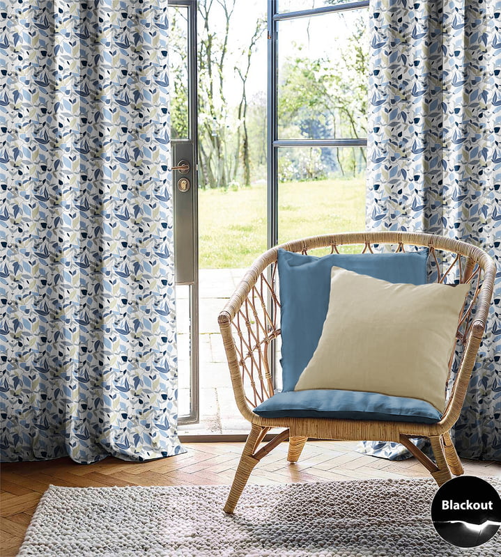 SPAR BLUE CURTAINS BLACKOUT PRINTED