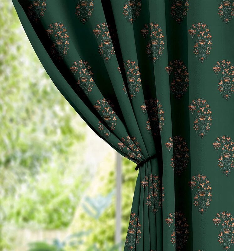 CALYX GREEN PRINTED BLACKOUT CURTAIN