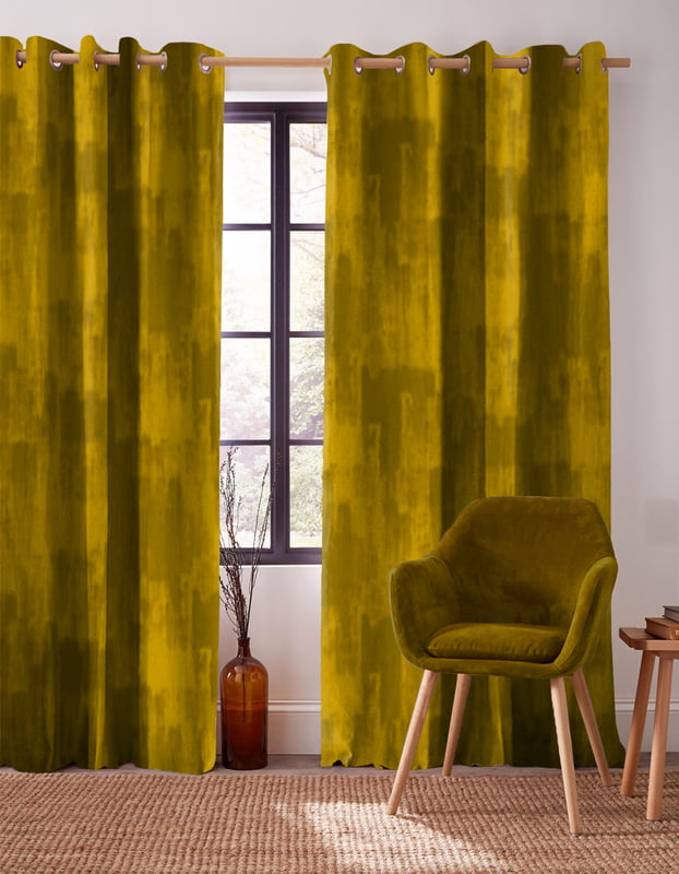 FUJI MUSTARD PRINTED BLACKOUT CURTAIN