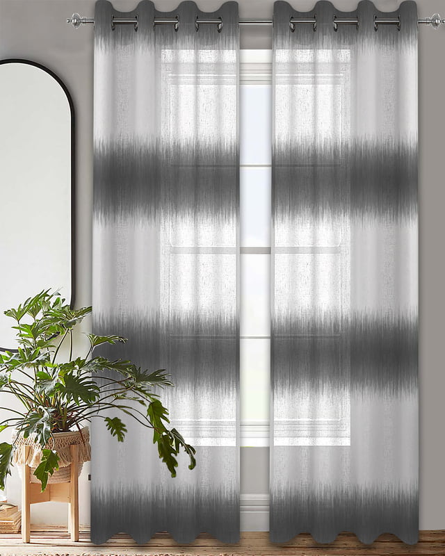 TERRE GREY LINEN PRINTED SHEER CURTAIN