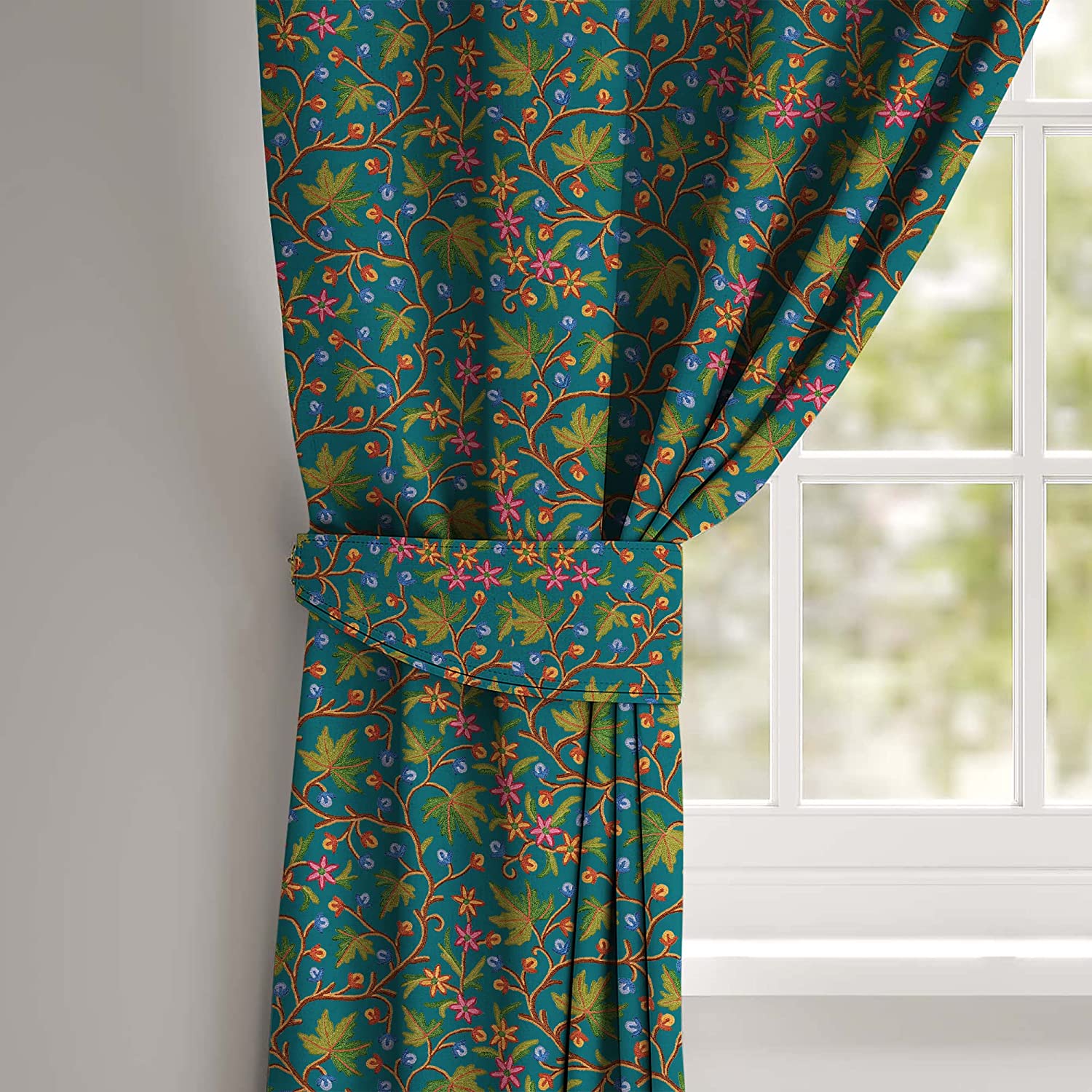 VAROSKI KASHMIRI TEAL PRINTED BLACKOUT CURTAIN