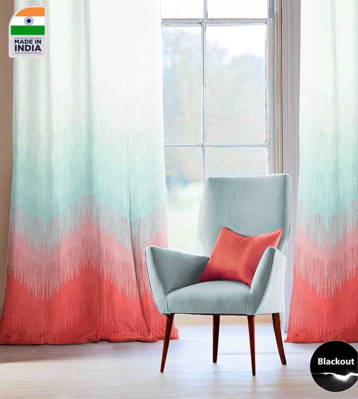 KUDO ORANGE PRINTED BLACKOUT CURTAIN