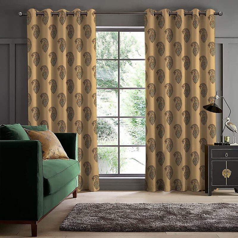 CALYX YELLOW PRINTED BLACKOUT CURTAIN