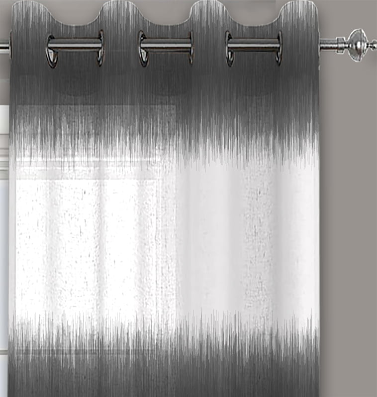 TERRE GREY LINEN PRINTED SHEER CURTAIN