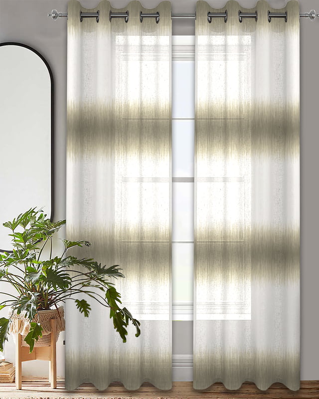 TERRE BEIGE LINEN PRINTED SHEER CURTAIN