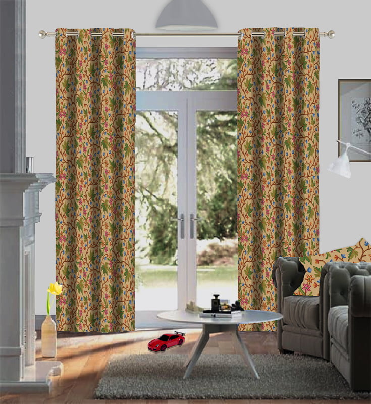 KASHMIRI BEIGE PRINTED BLACKOUT CURTAIN