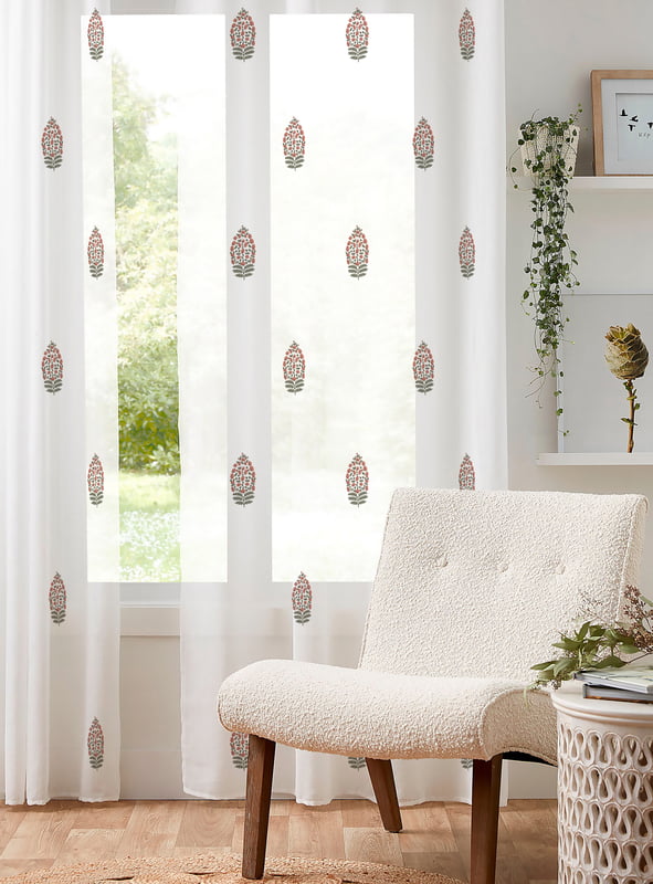 JAHANARA LINEN PRINTED SHEER CURTAIN