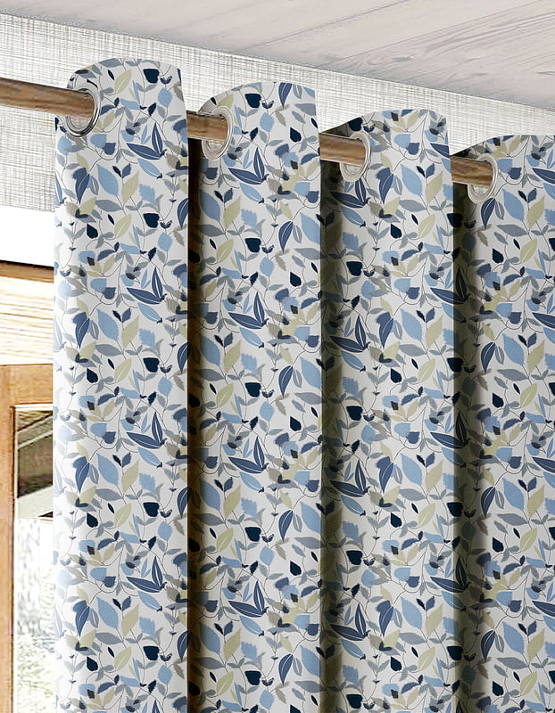 SPAR BLUE CURTAINS BLACKOUT PRINTED