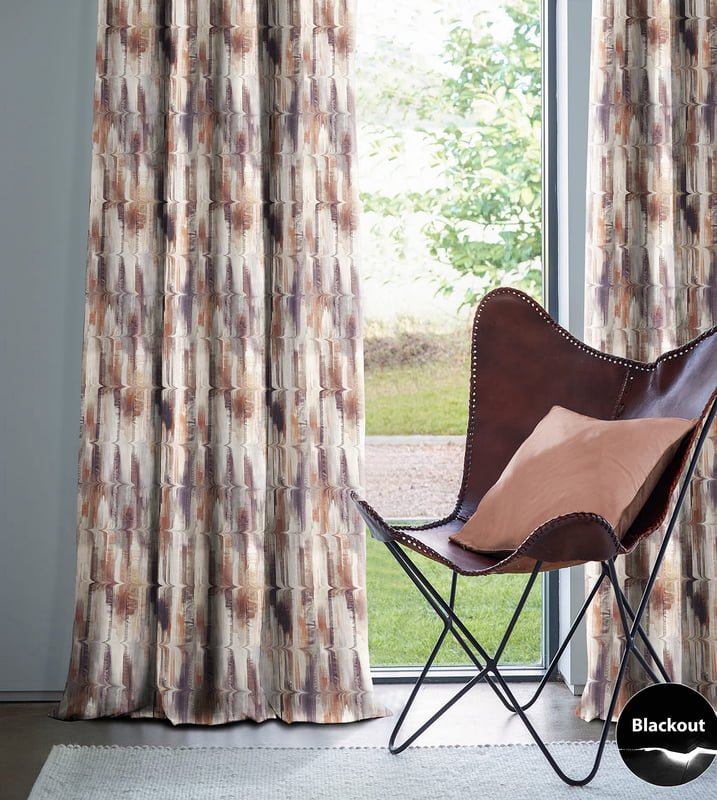 LIMA BROWN CURTAIN BLACKOUT PRINTED