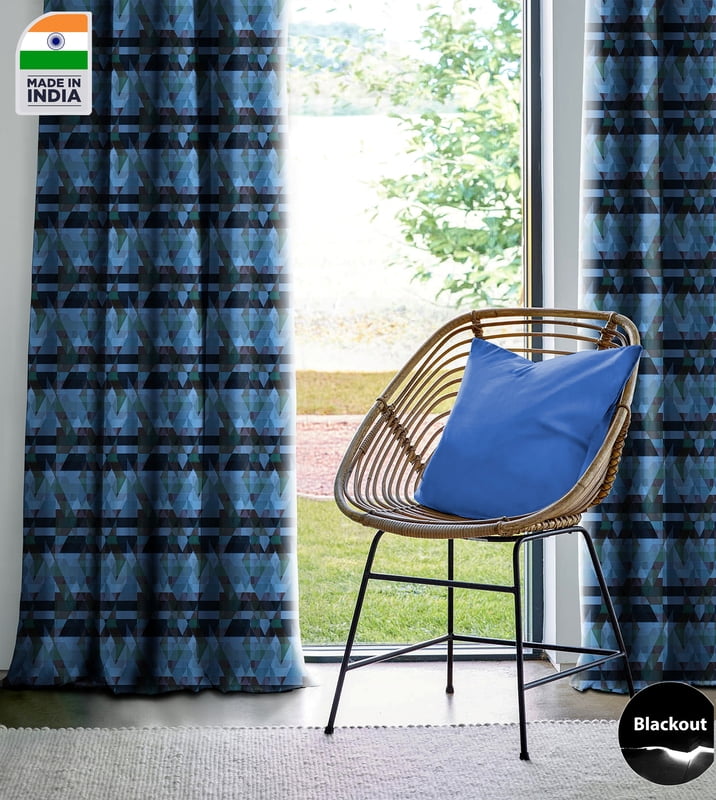 RUGA BLUE CURTAIN BLACKOUT PRINTED