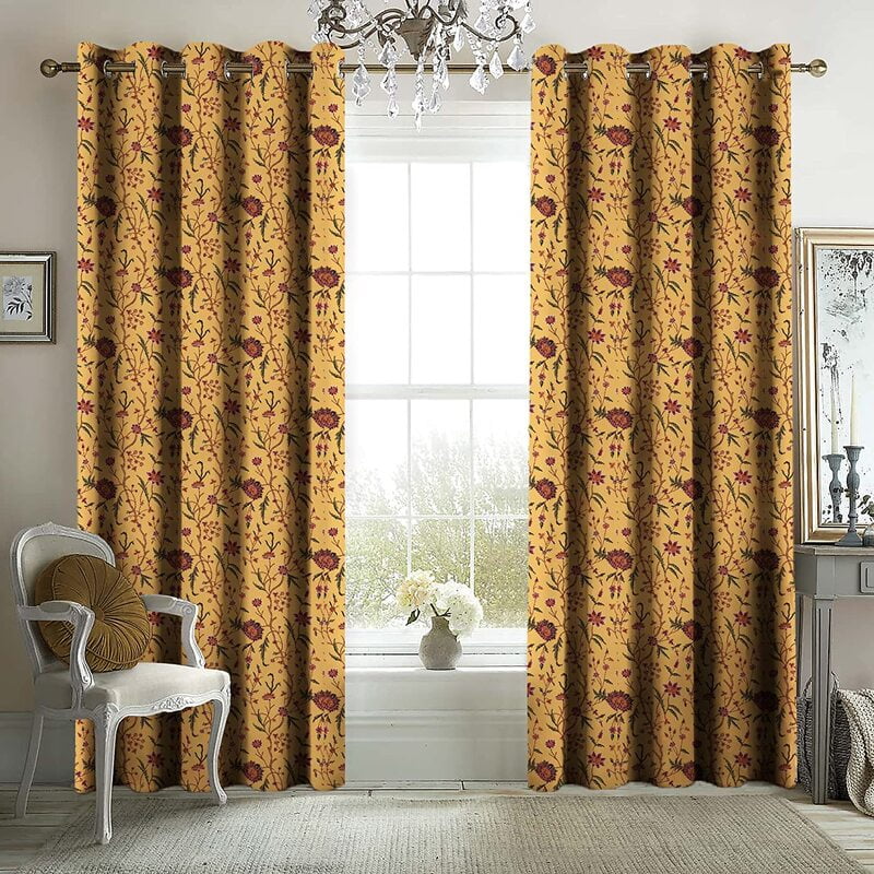 KASHMIRI YELLOW PRINTED BLACKOUT CURTAIN