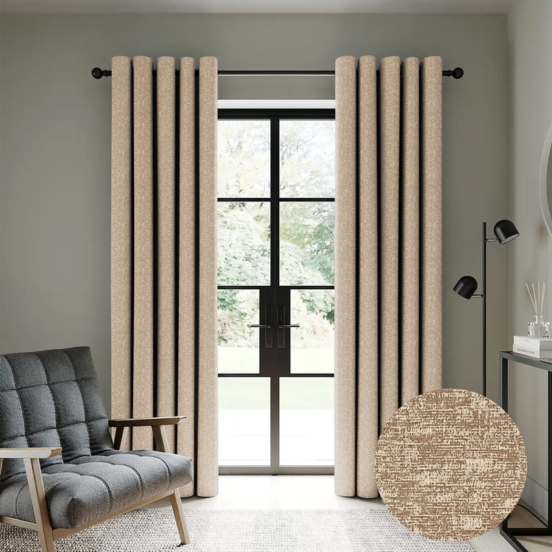 SUNBLOCK TEXTURE LASA PRINTED CHIKU BLACKOUT CURTAIN