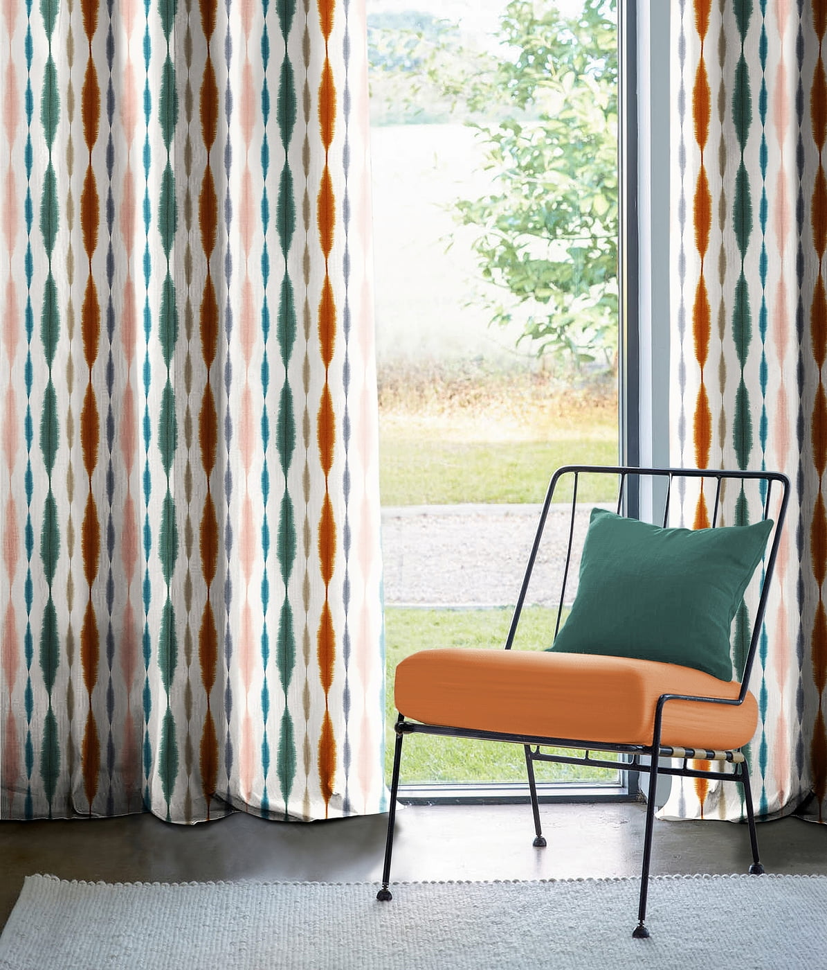 SILO GREEN CURTAIN BLACKOUT PRINTED