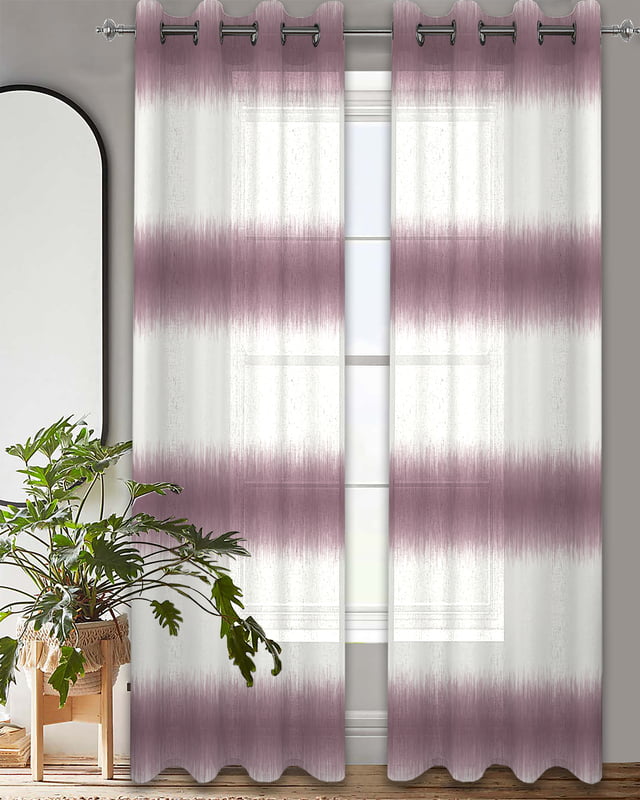 TERRE PINK LINEN PRINTED SHEER CURTAIN