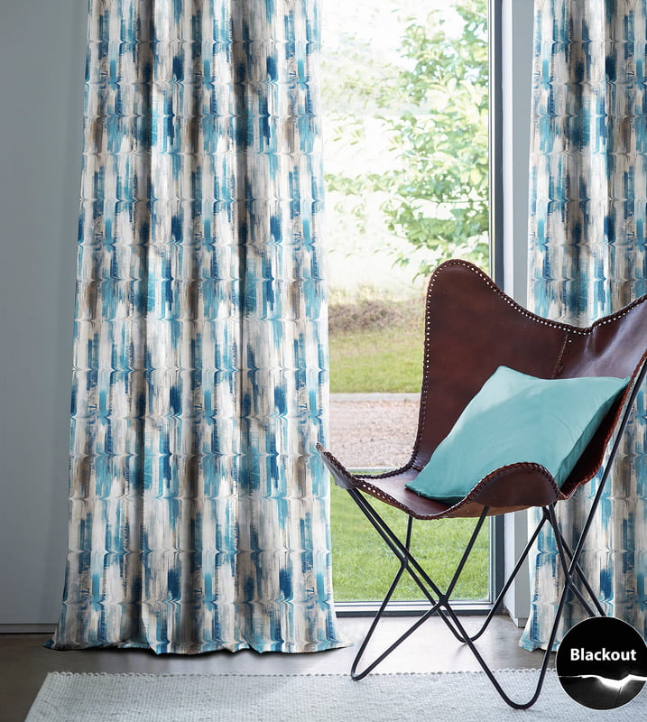 LIMA BLUE CURTAIN BLACKOUT PRINTED