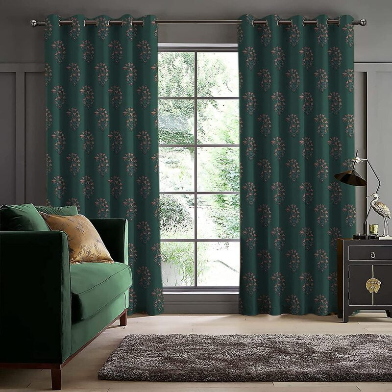CALYX GREEN PRINTED BLACKOUT CURTAIN