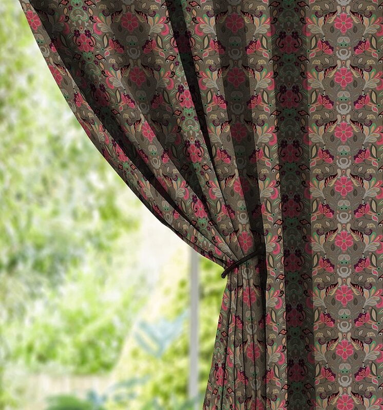 BAKER BURNT OLIVE PINK PRINTED BLACKOUT CURTAIN