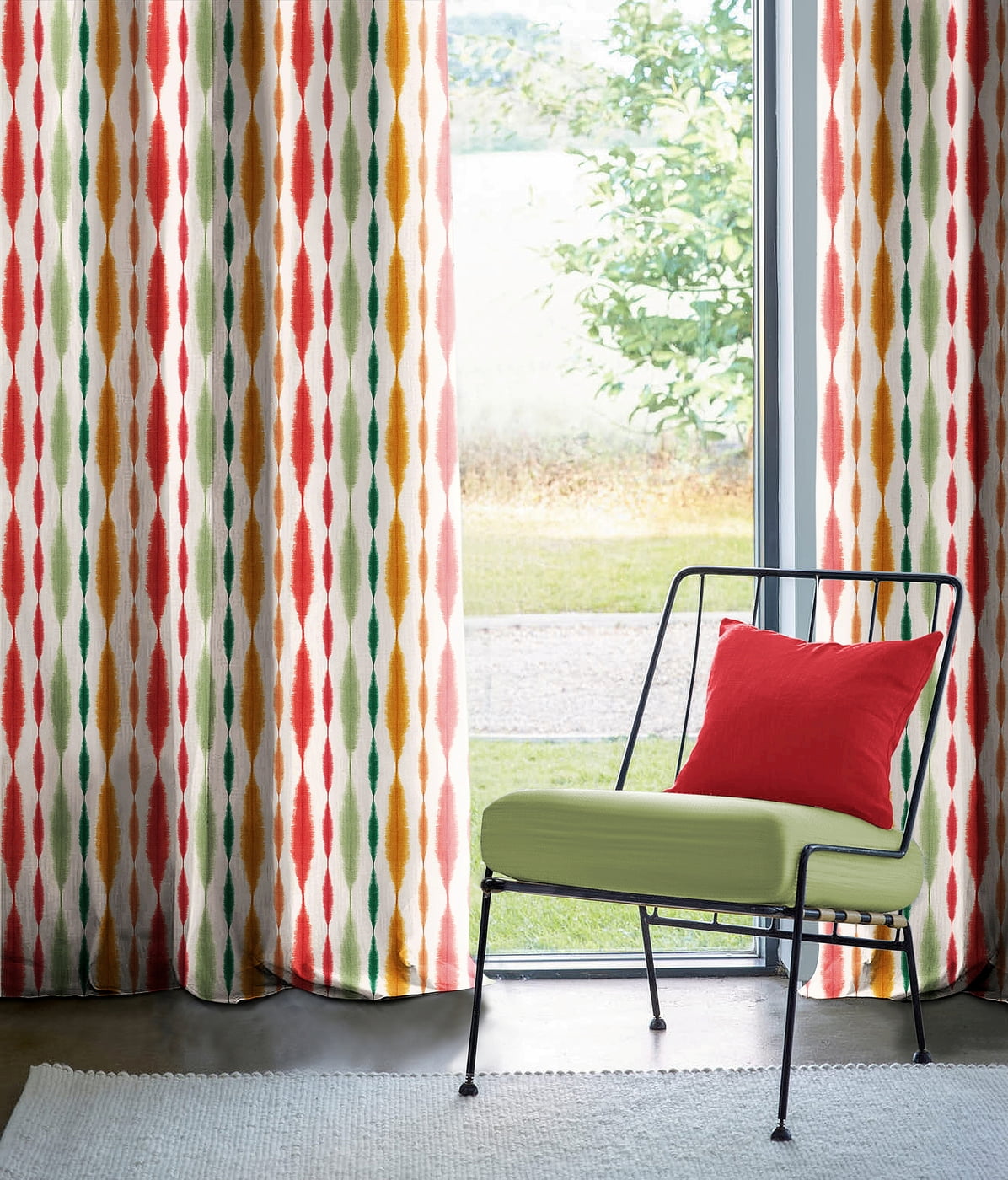 SILO RED CURTAIN BLACKOUT PRINTED