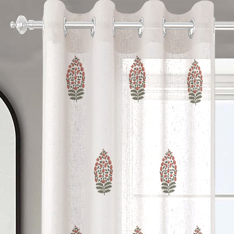 JAHANARA LINEN PRINTED SHEER CURTAIN