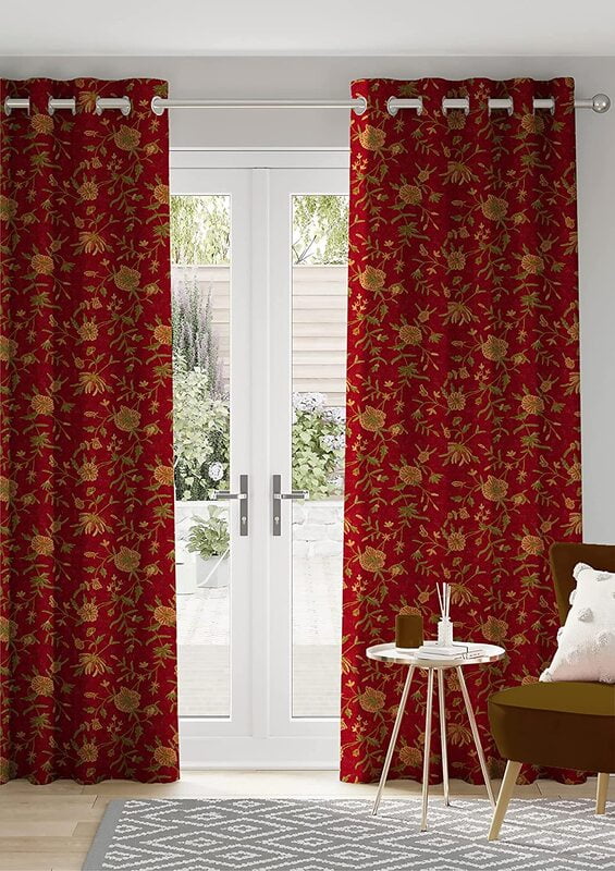 KASHMIRI MAROON PRINTED BLACKOUT CURTAIN