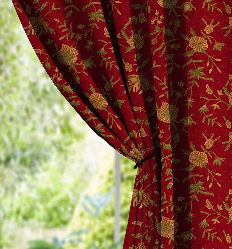 KASHMIRI MAROON PRINTED BLACKOUT CURTAIN
