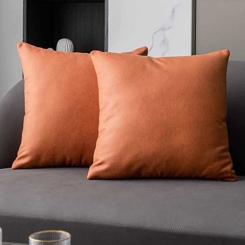 SUEDE ORANGE CUSHION COVER (Pack of 2)