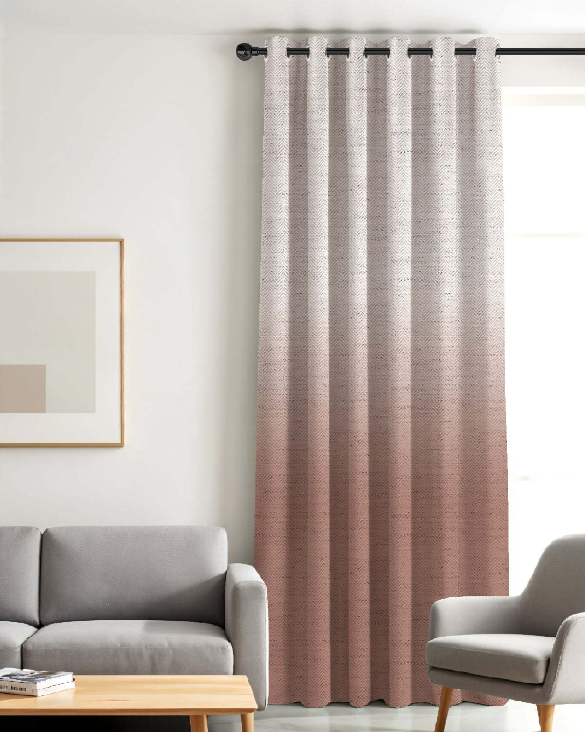 KIVORA CLAY PRINTED ROOM DARKENING CURTAIN