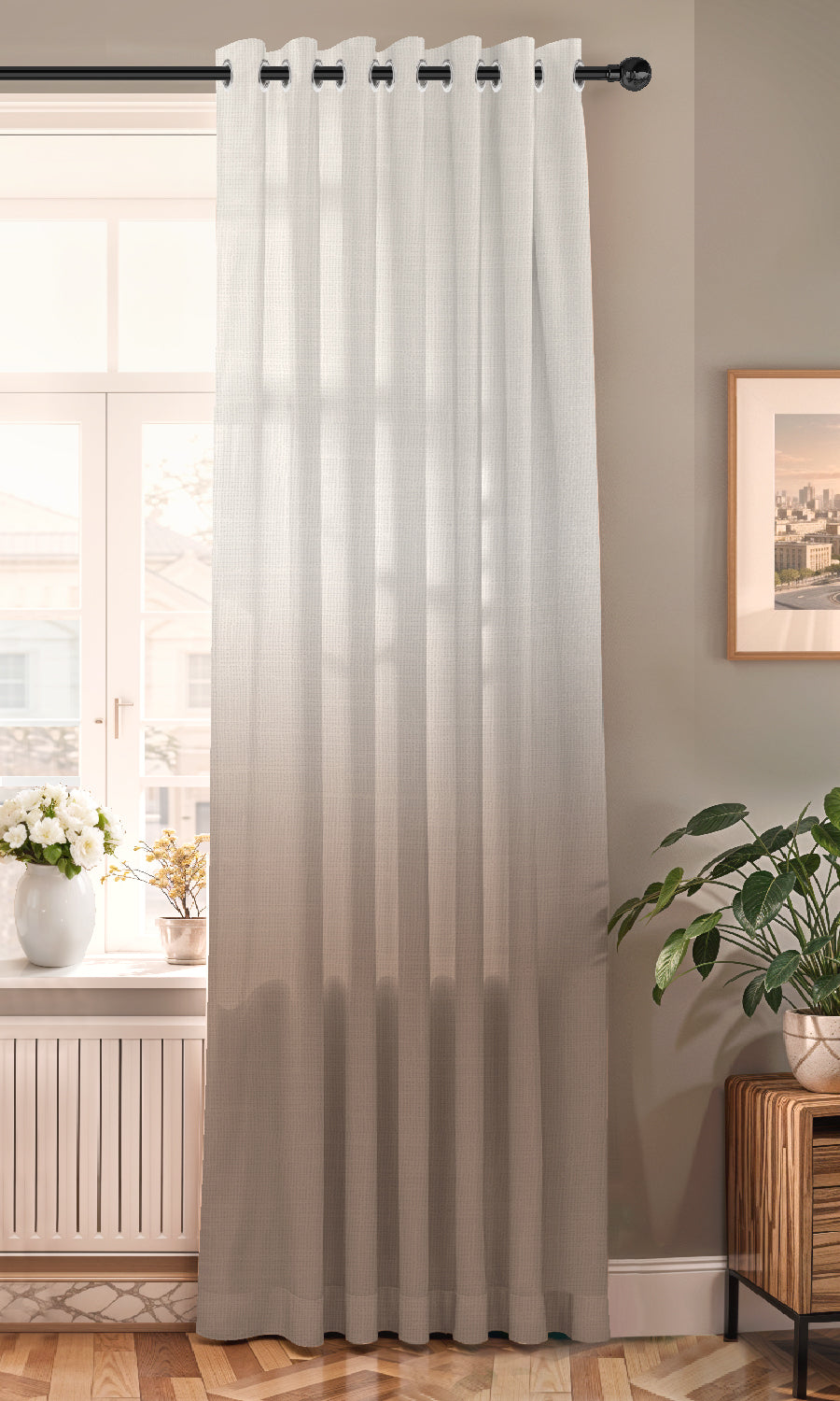 PEARL BROWN DIGITAL PRINTED SHEER CURTAIN