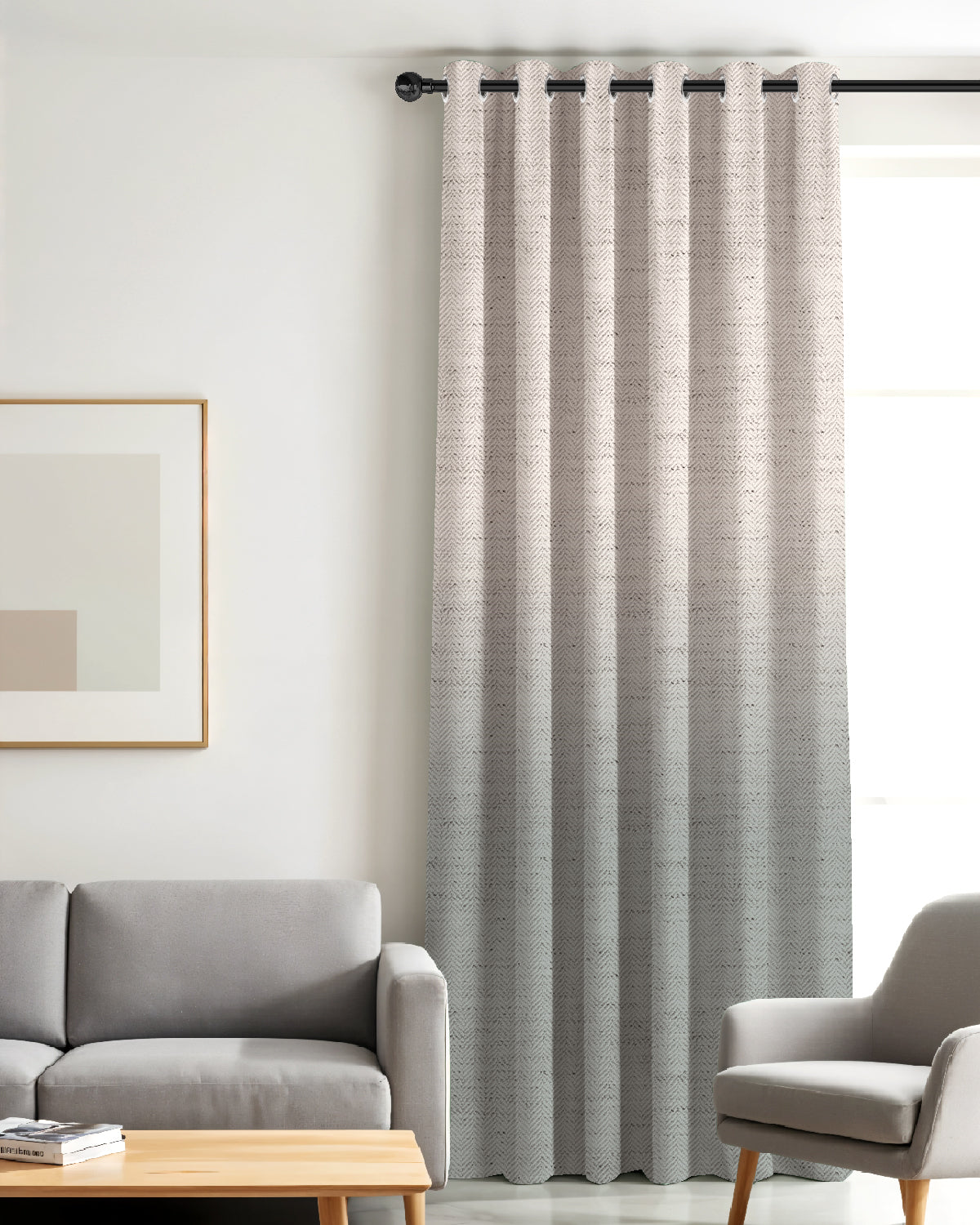 KIVORA SEA GREEN PRINTED ROOM DARKENING CURTAIN