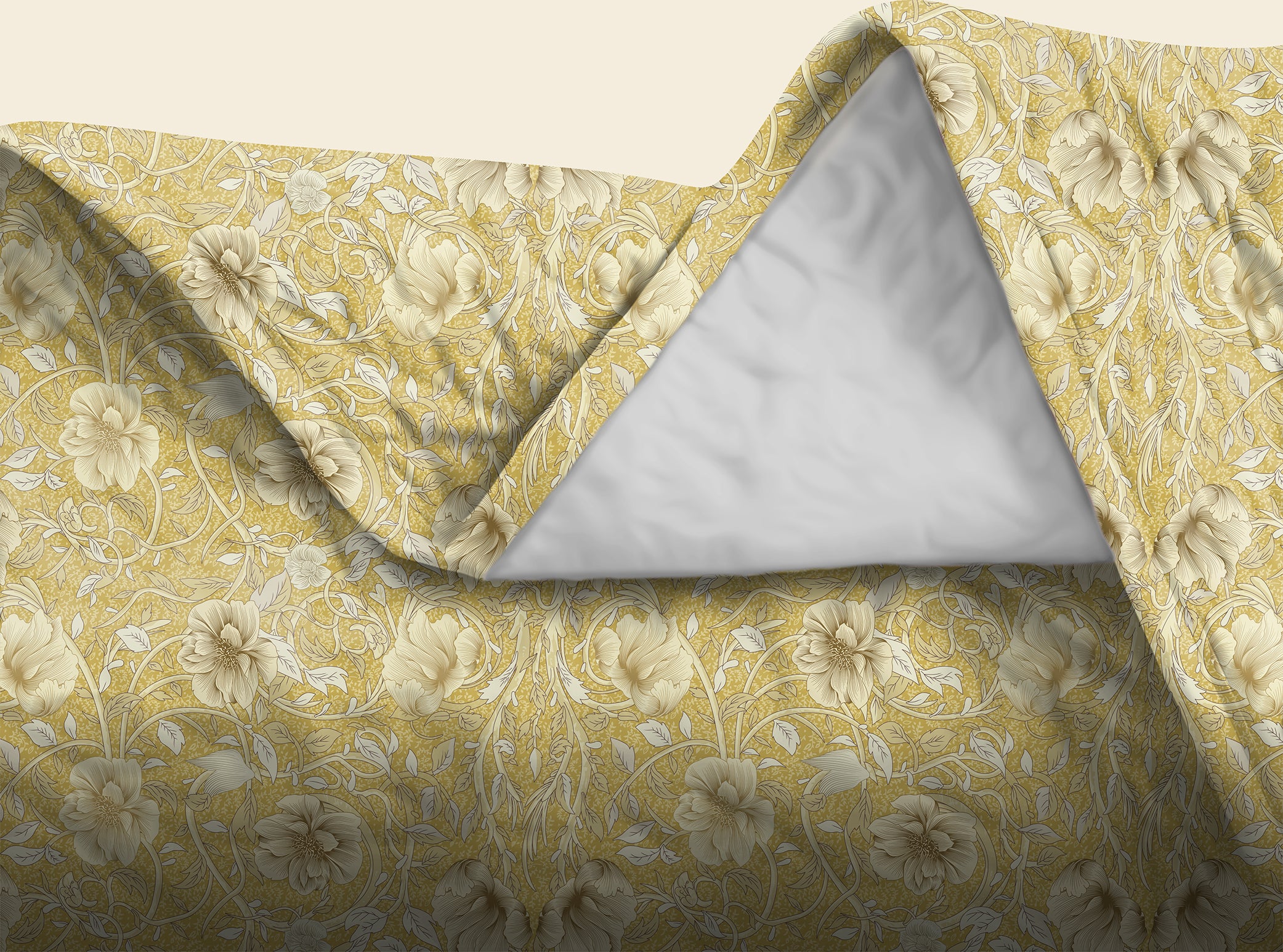 Heritage Mustard Bedsheet for Double Bed with 2 PillowCovers Size (104" X 90")