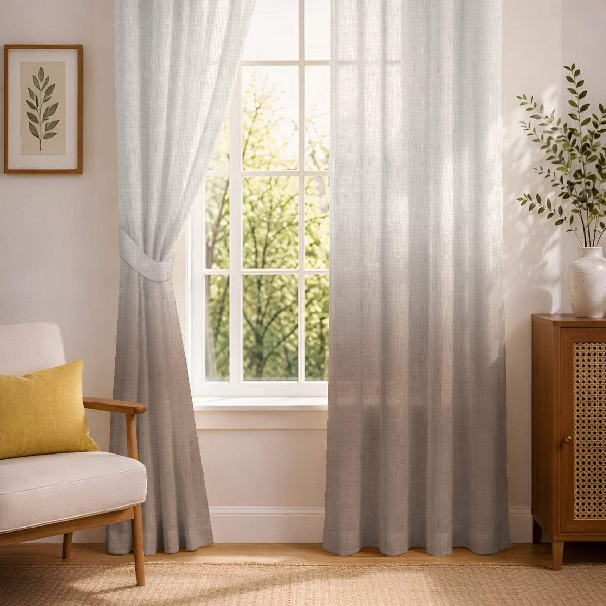 PEARL BROWN DIGITAL PRINTED SHEER CURTAIN
