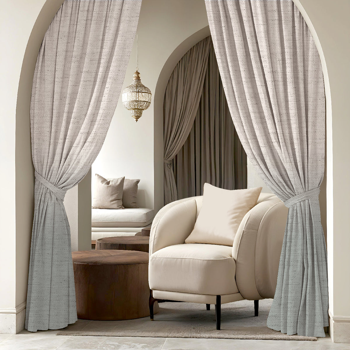 KIVORA SEA GREEN PRINTED ROOM DARKENING CURTAIN