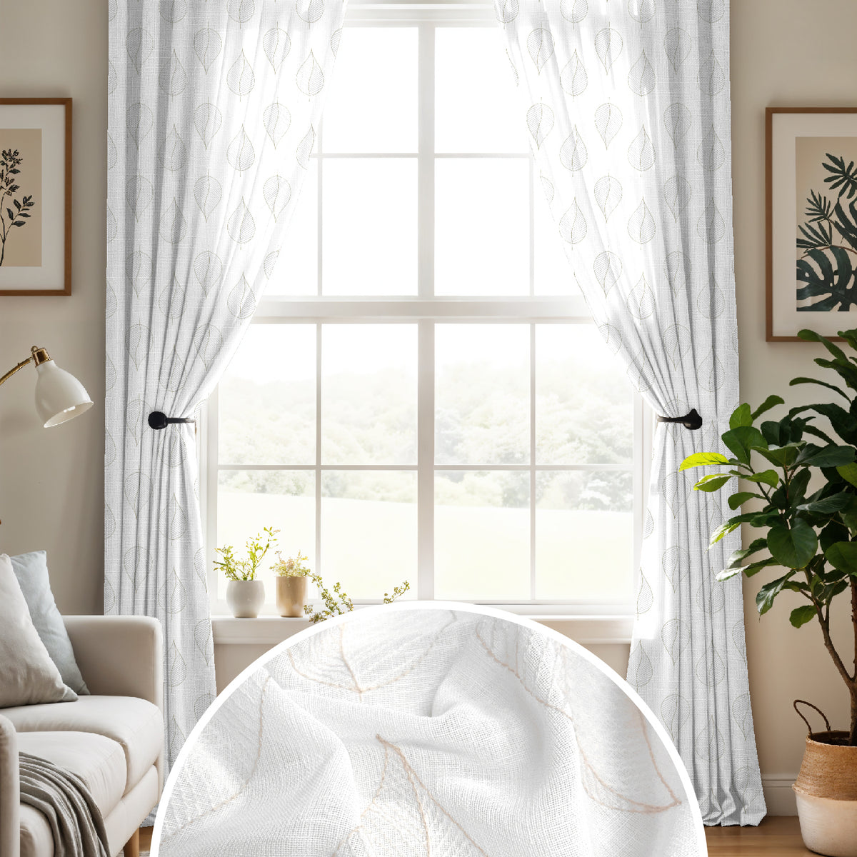 LILY WHITE ROOM DARKENING EMBROIDERED SHEER CURTAIN